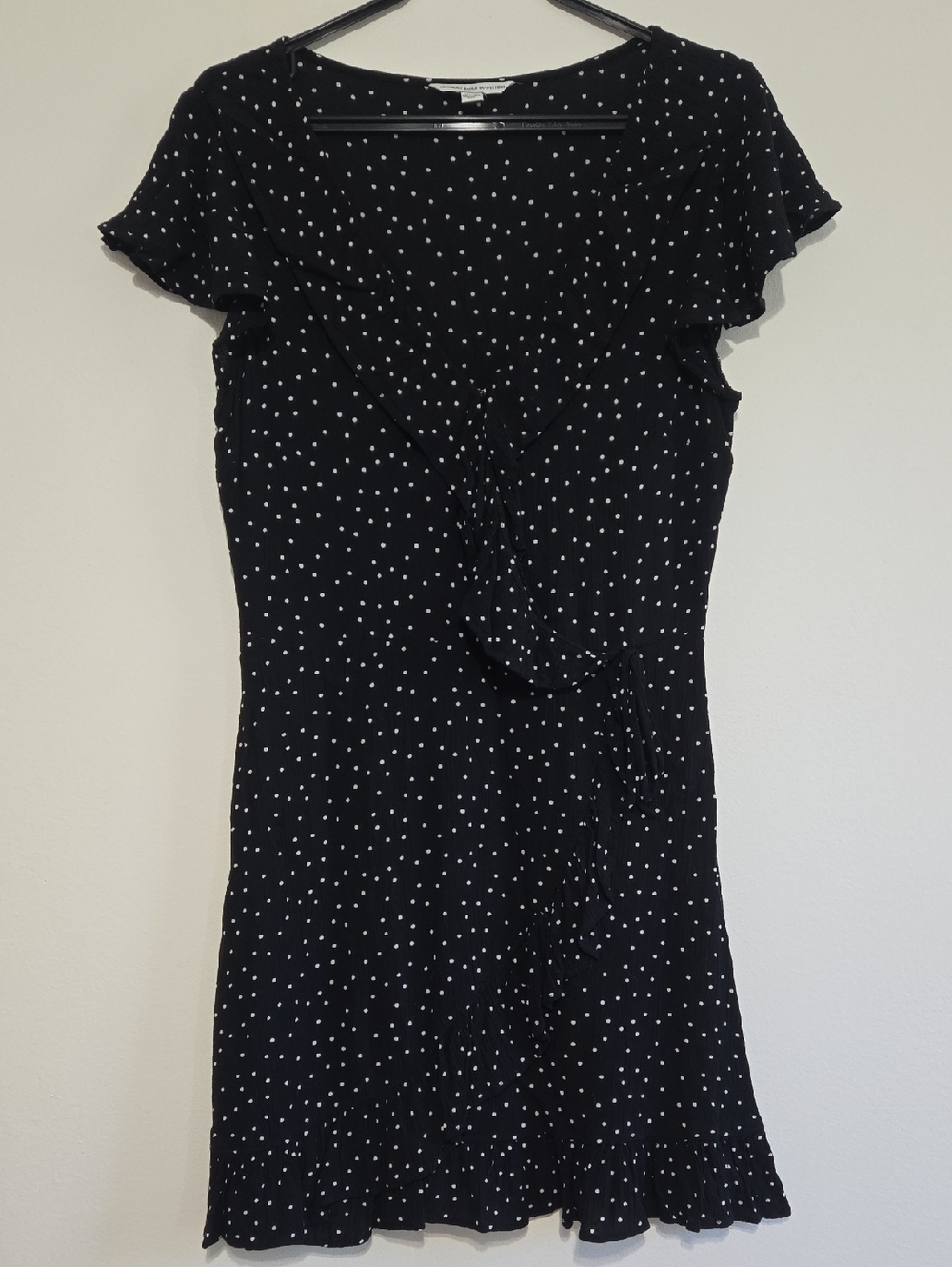 AE Polka Dot Ruffle Faux Wrap Dress